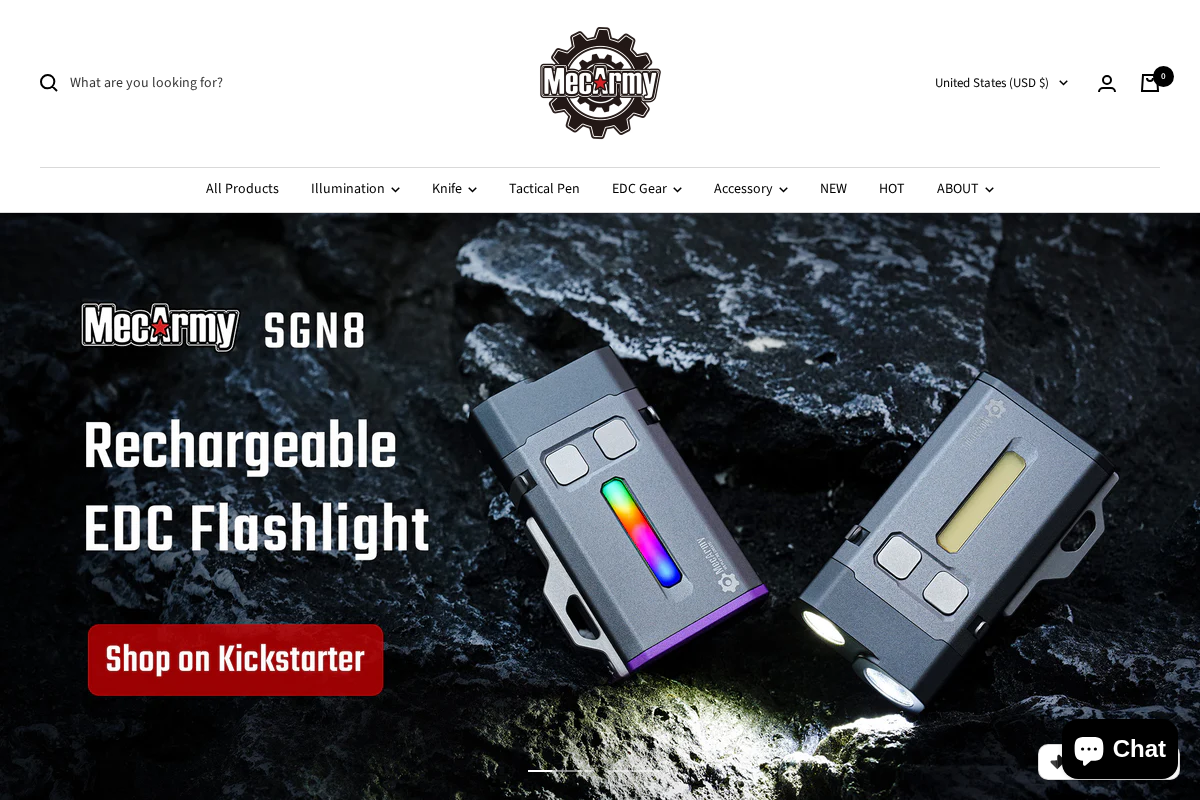 MecArmy homepage screenshot