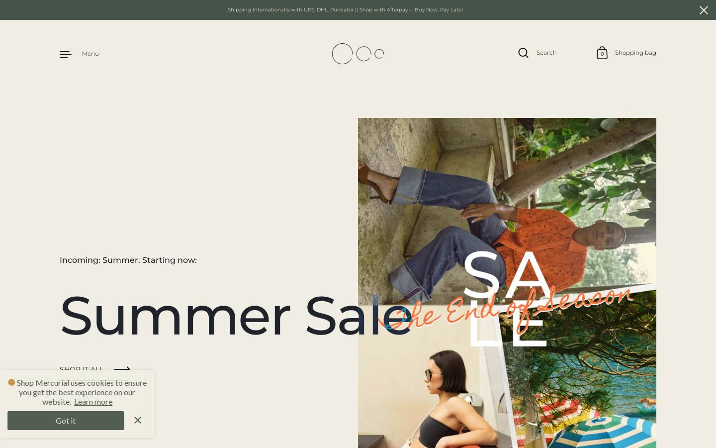 shopmercurial.com homepage screenshot