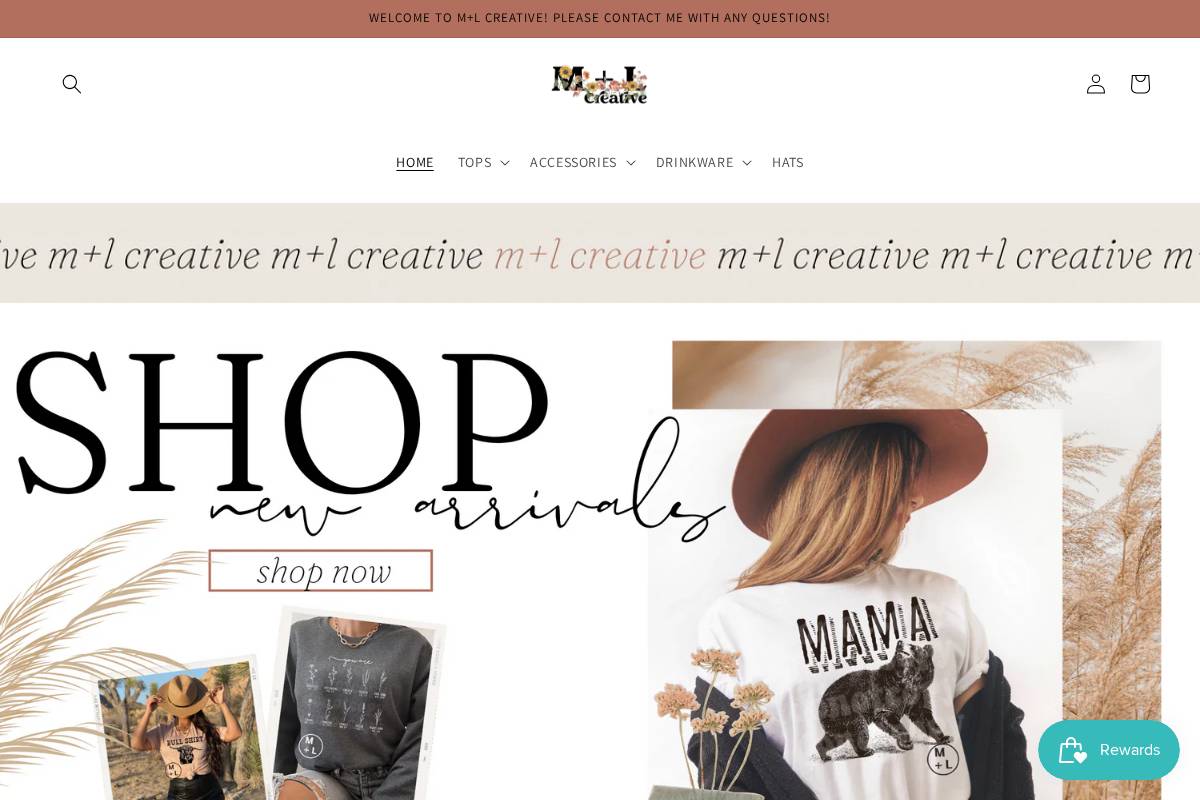 shopmlcreative.com homepage screenshot
