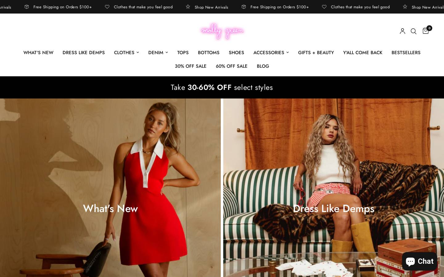 shopmollygreen.com homepage screenshot