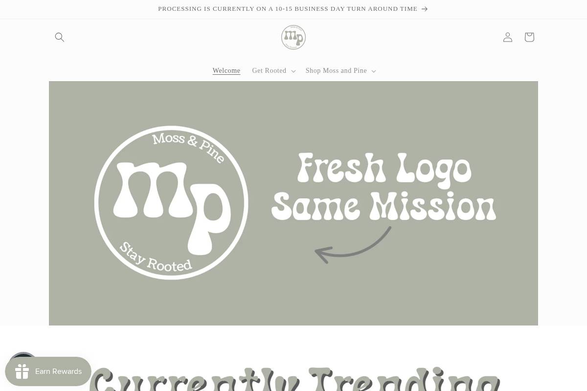 shopmossandpine.com homepage screenshot