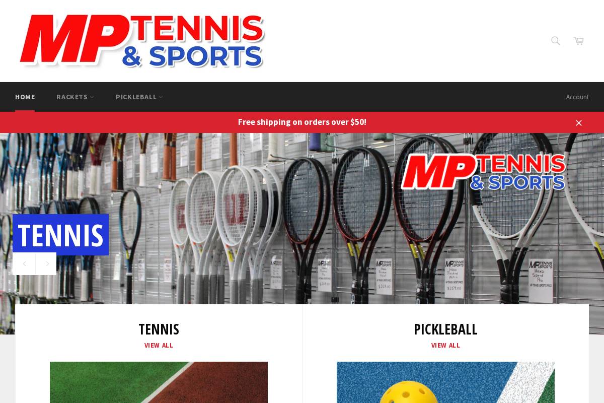 shopmptennis.com homepage screenshot