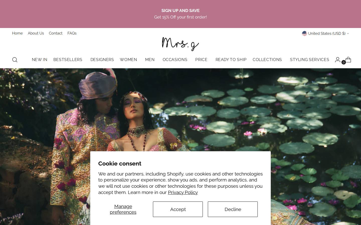 Shopmrsg homepage screenshot