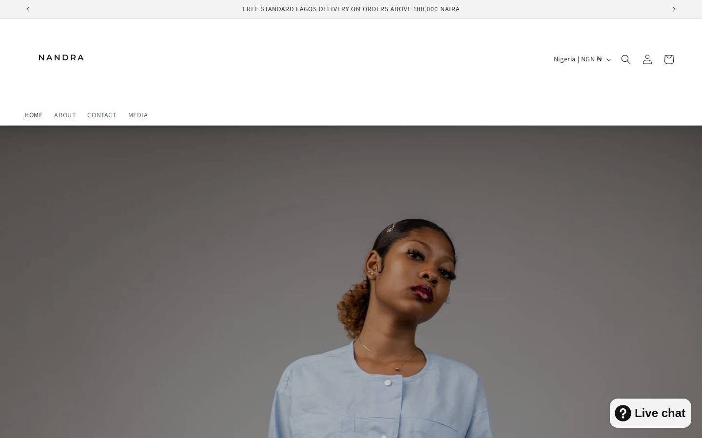 shopnandra.com homepage screenshot