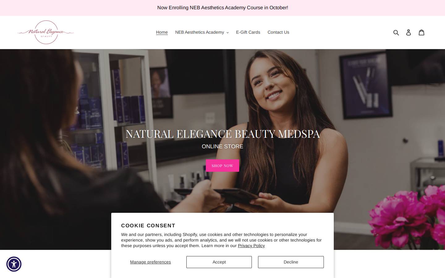 shopnaturalelegancebeauty.com homepage screenshot