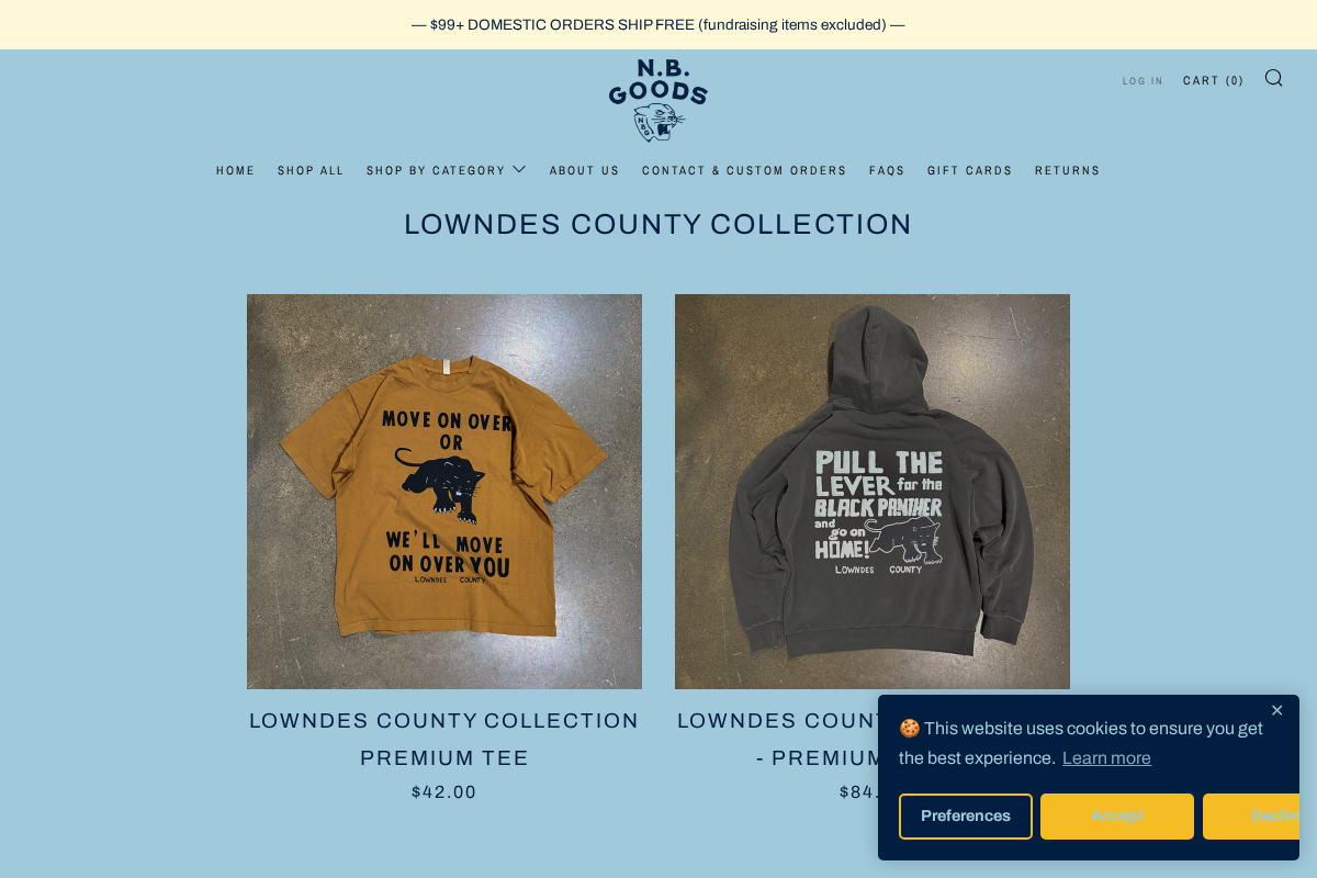 N. B. GOODS homepage screenshot