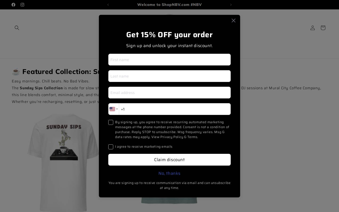 shopnbv.com homepage screenshot