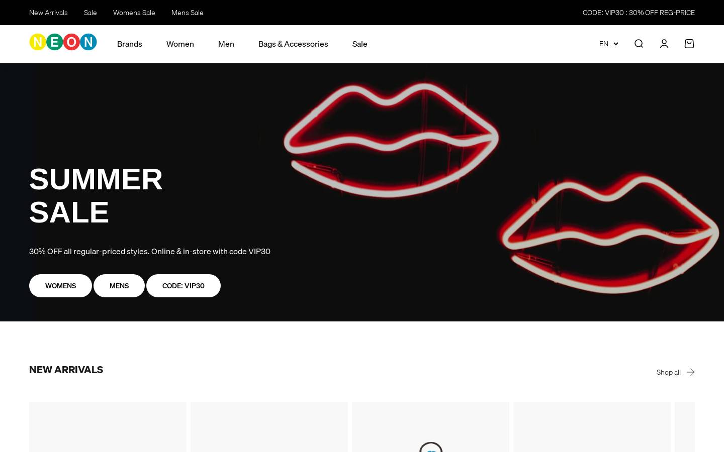 shopneon.com homepage screenshot