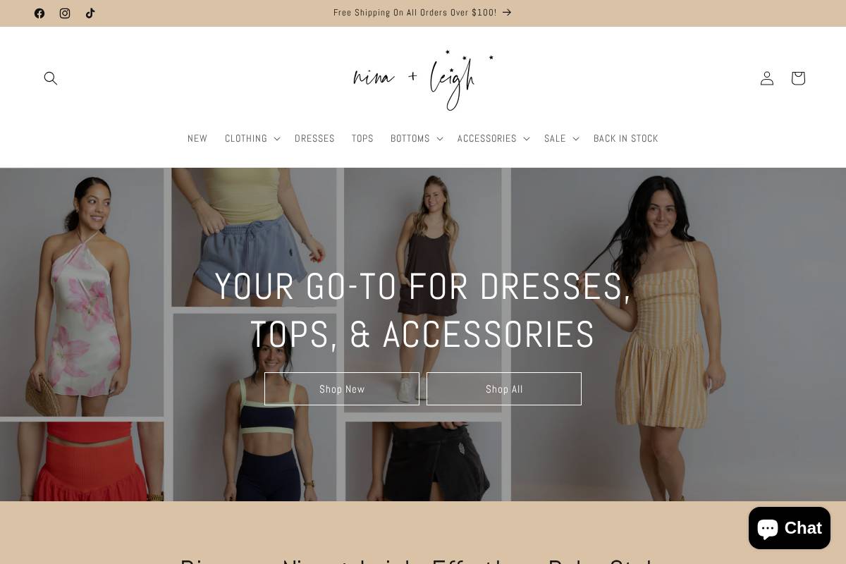 shopninaleigh.com homepage screenshot