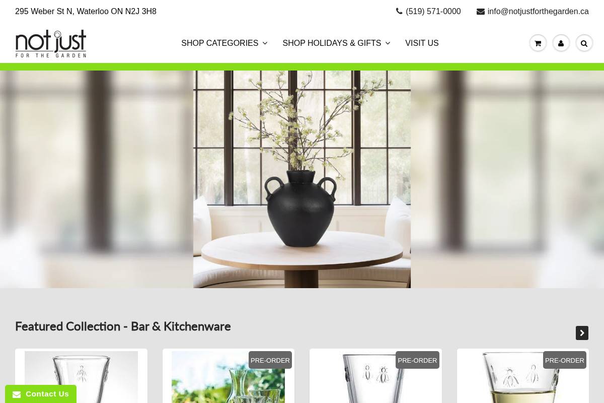 shopnotjustforthegarden.ca homepage screenshot