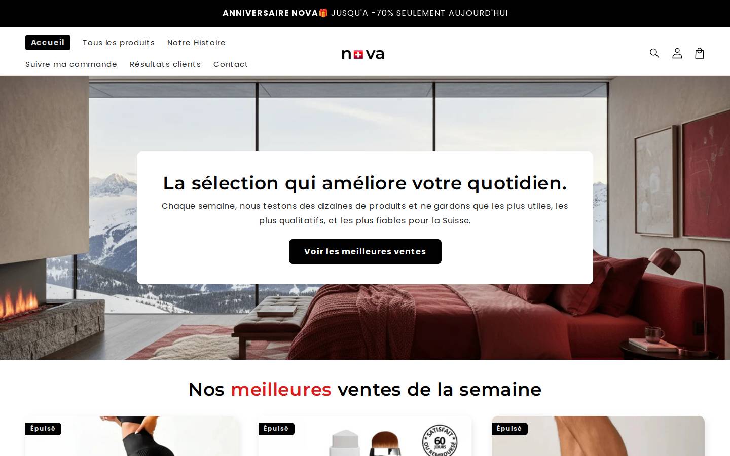 shopnova.ch homepage screenshot