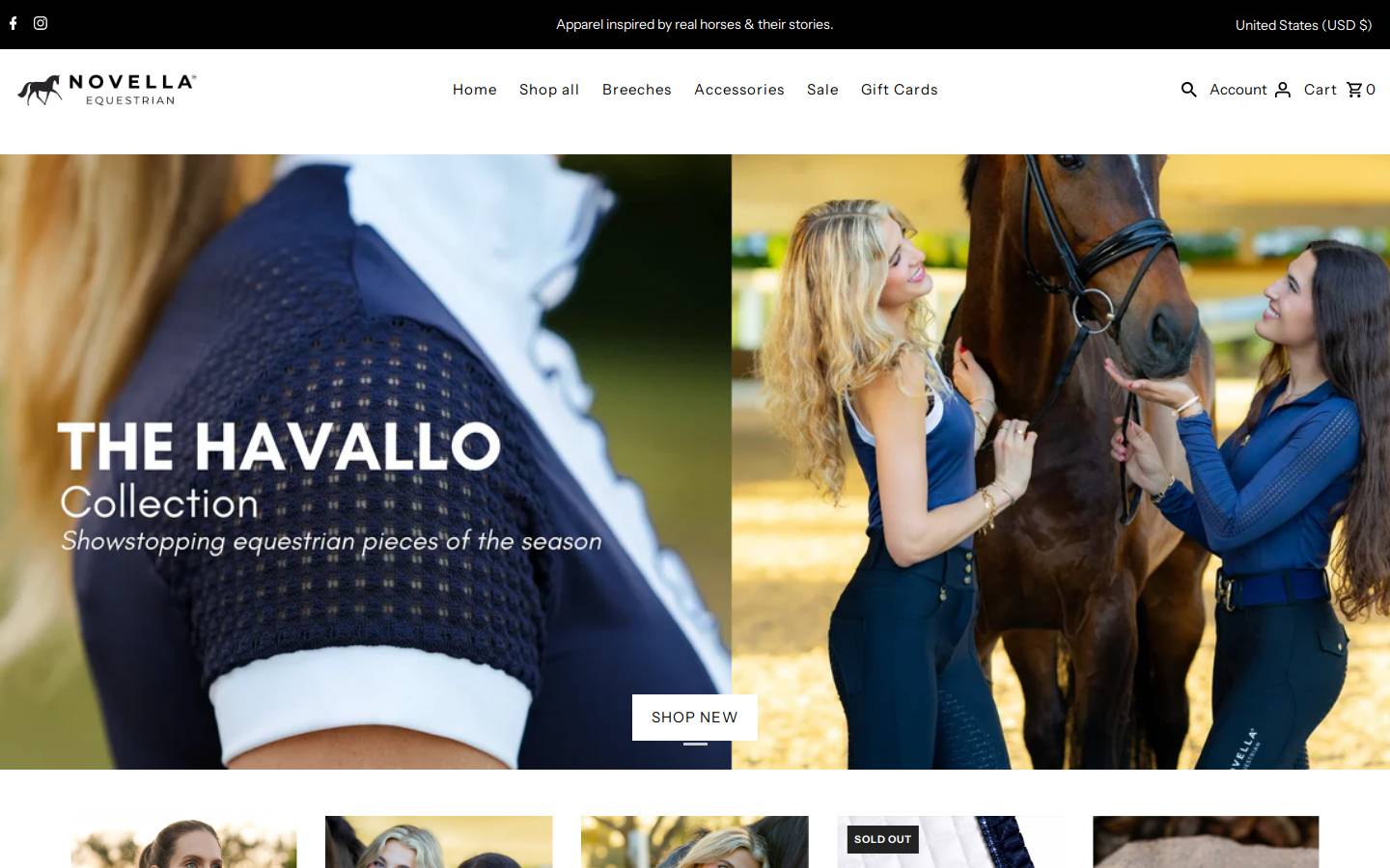 shopnovella.com homepage screenshot