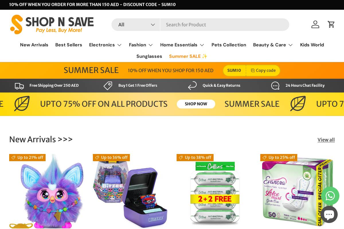 shopnsave.ae homepage screenshot