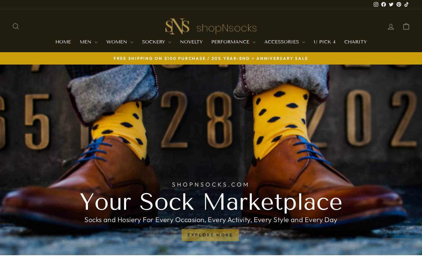shopnsocks.com homepage screenshot
