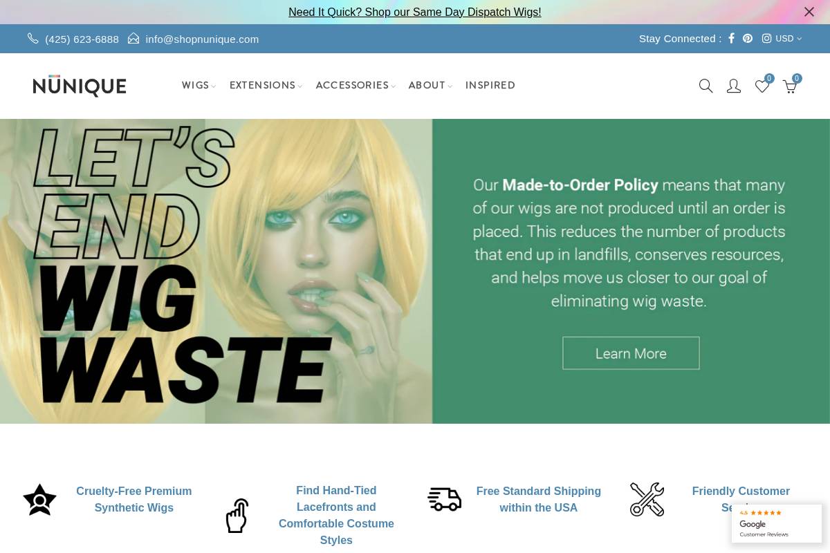 shopnunique.com homepage screenshot