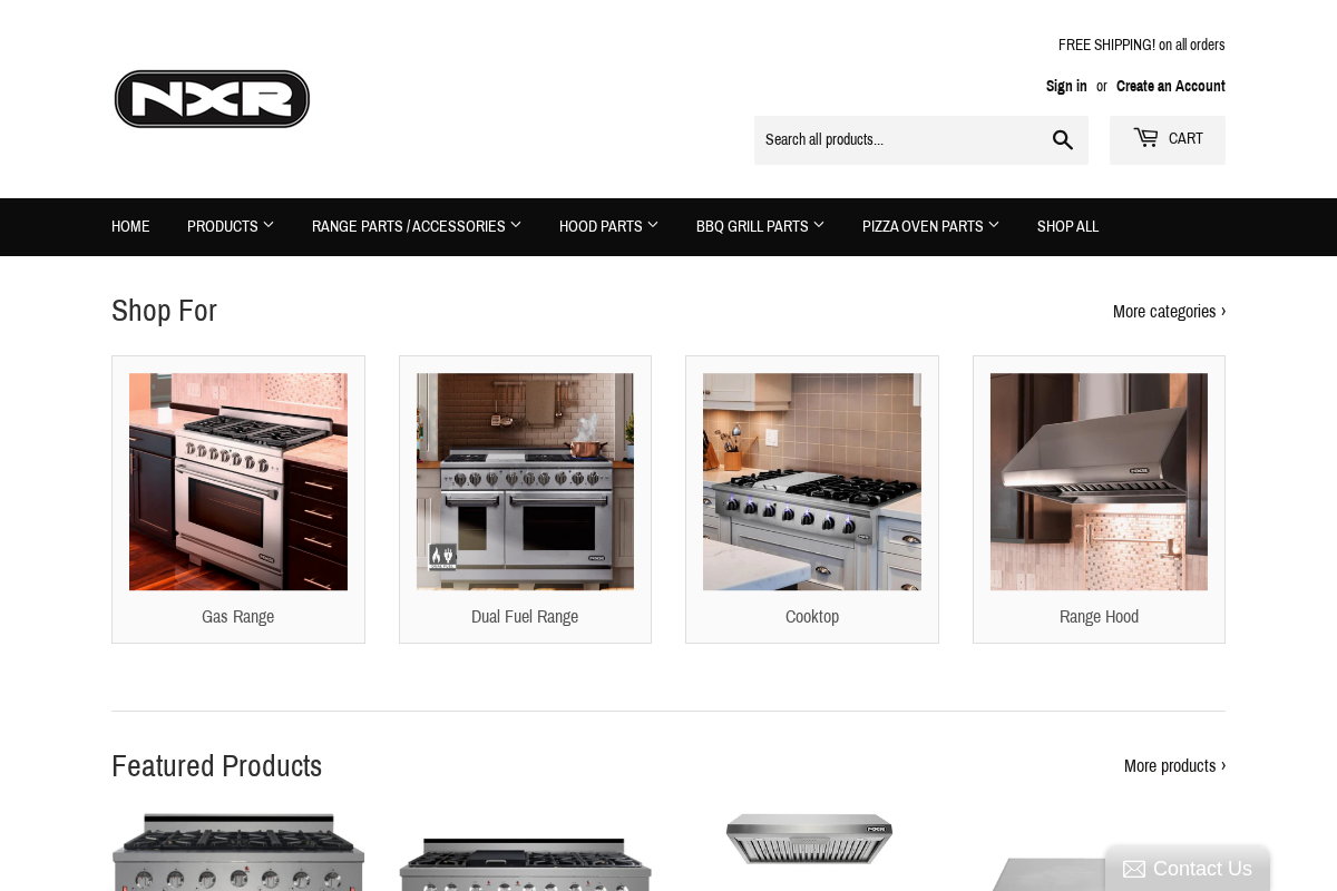 NXR Store homepage screenshot