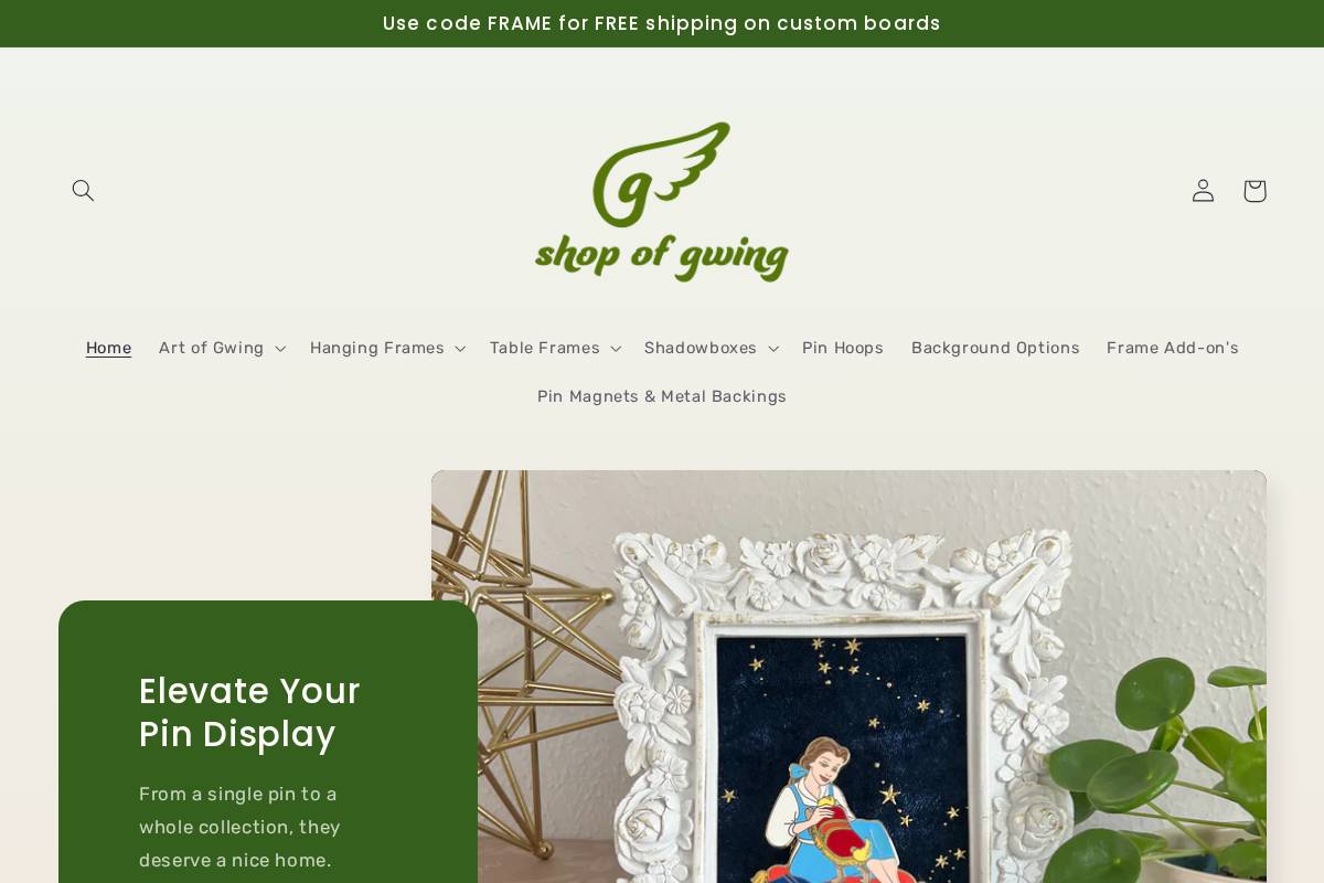 shopofgwing.com homepage screenshot