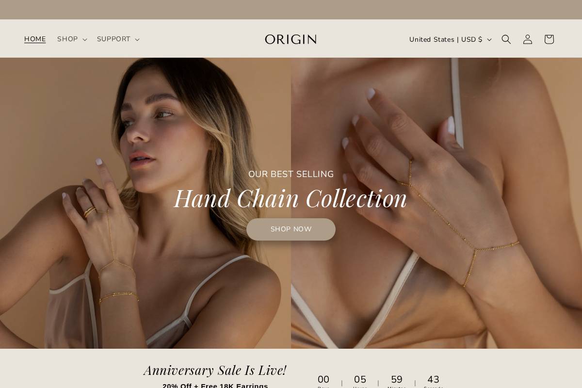 shoporiginjewelry.com homepage screenshot