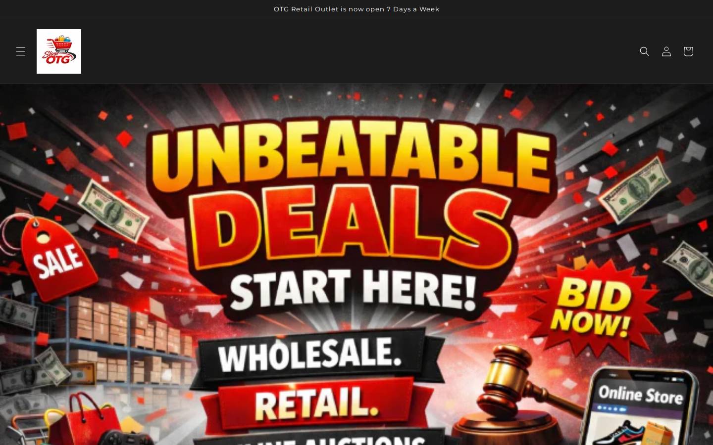 shopotg.com homepage screenshot