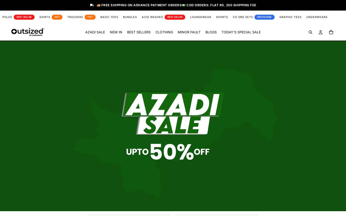 shopoutsized.com homepage screenshot