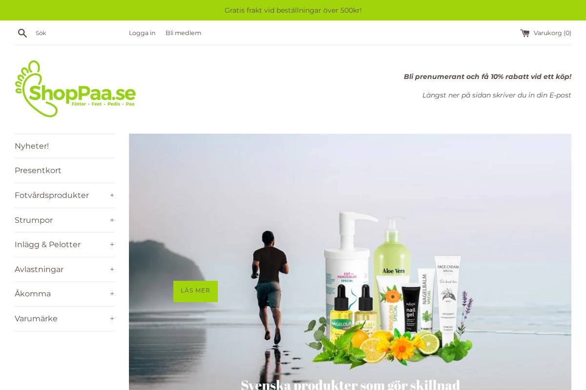 shoppaa.se homepage screenshot
