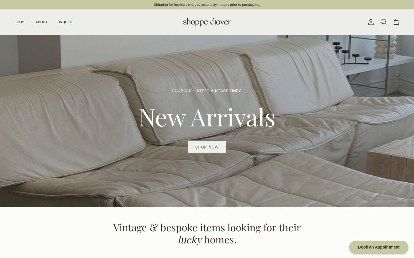 shoppeclover.ca homepage screenshot