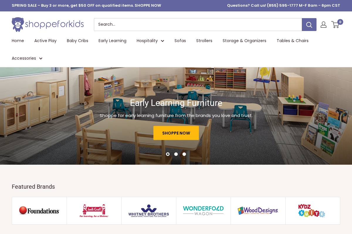 shoppeforkids.com homepage screenshot