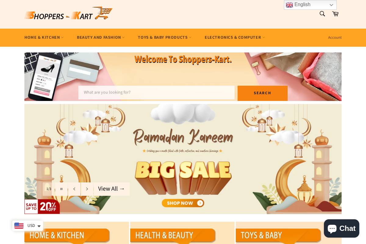 Shoppers-kart.com homepage screenshot