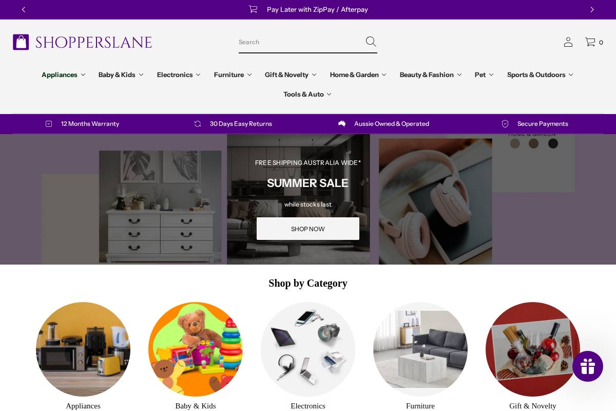 Shopperslane homepage screenshot