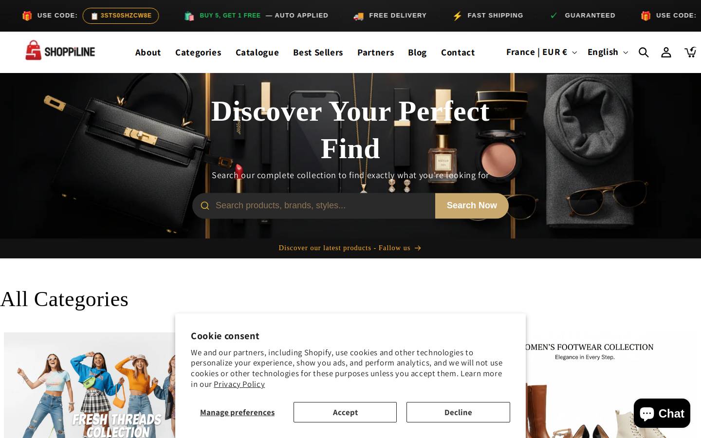 shoppiline.com homepage screenshot