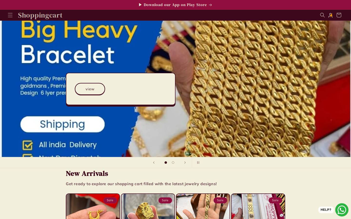 shoppingcartjewellery.com homepage screenshot