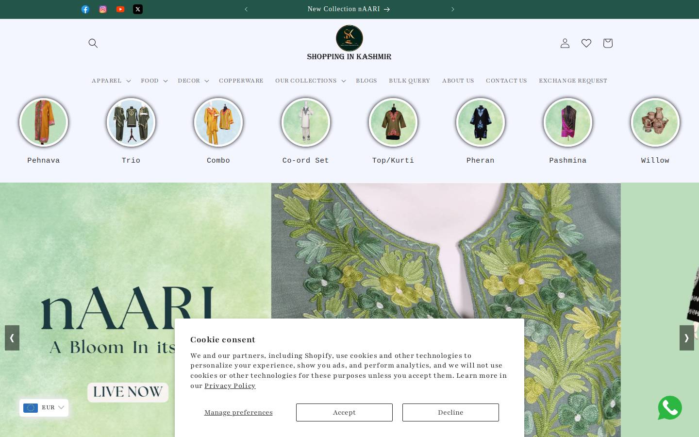 shoppinginkashmir.com homepage screenshot