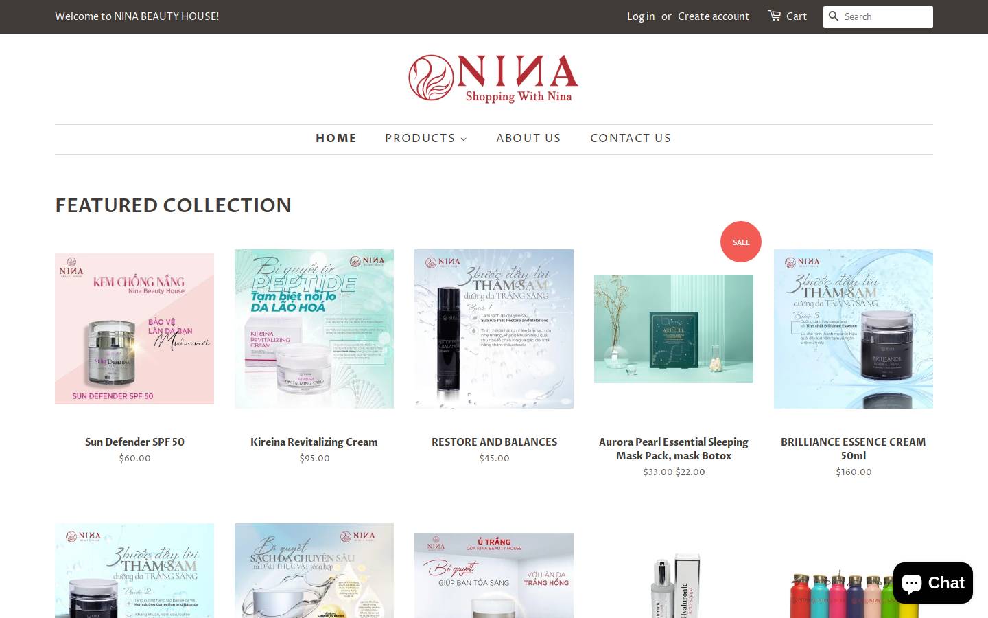 shoppingwithnina.org homepage screenshot