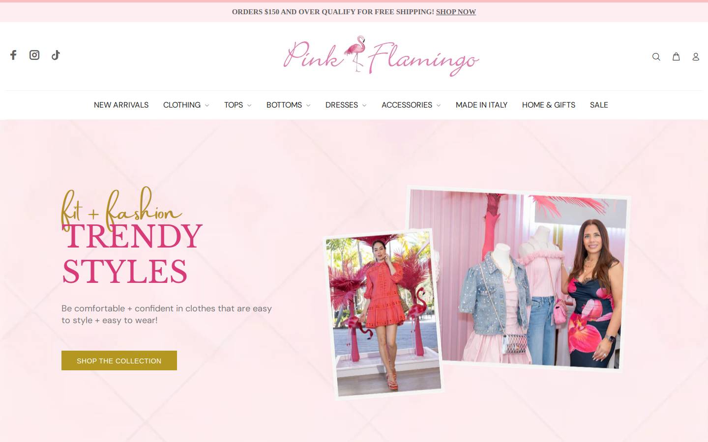 shoppinkflamingoboutique.com homepage screenshot