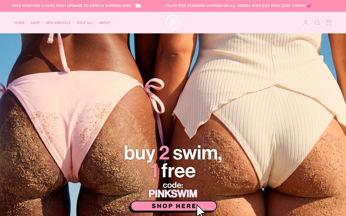 SHOPPINKPLASTIC homepage screenshot