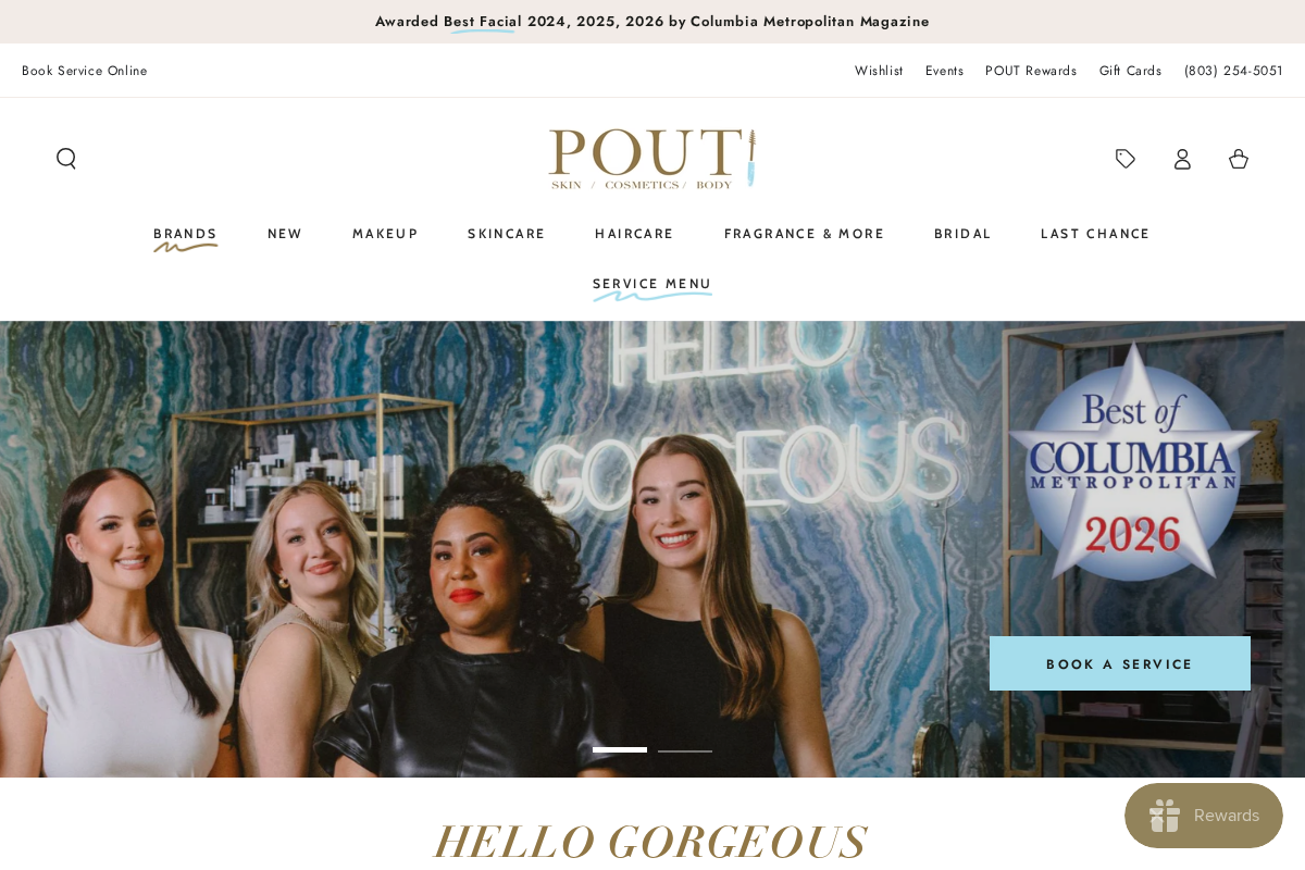 POUT Cosmetics and Skin Studio homepage screenshot