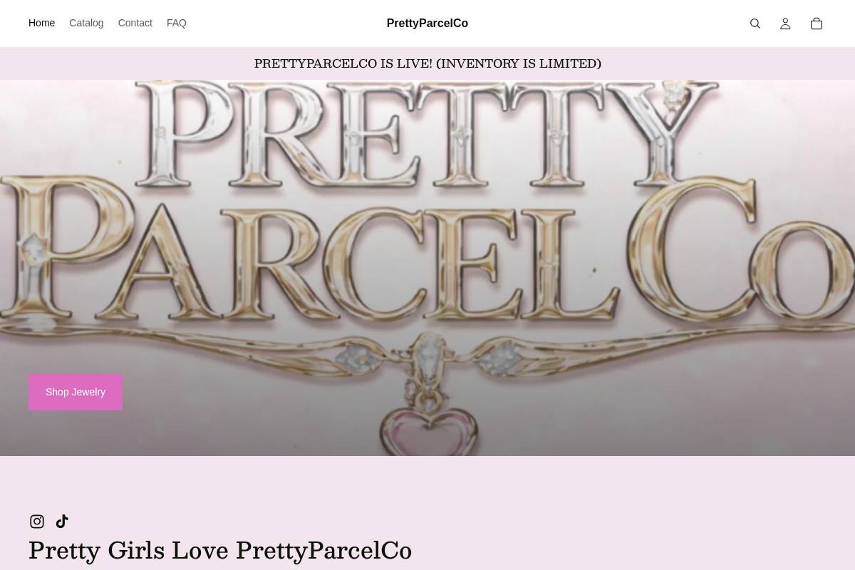 shopprettyparcel.com homepage screenshot