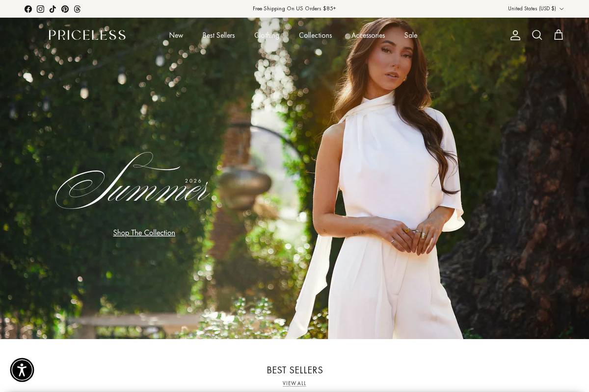 Shop Priceless homepage screenshot