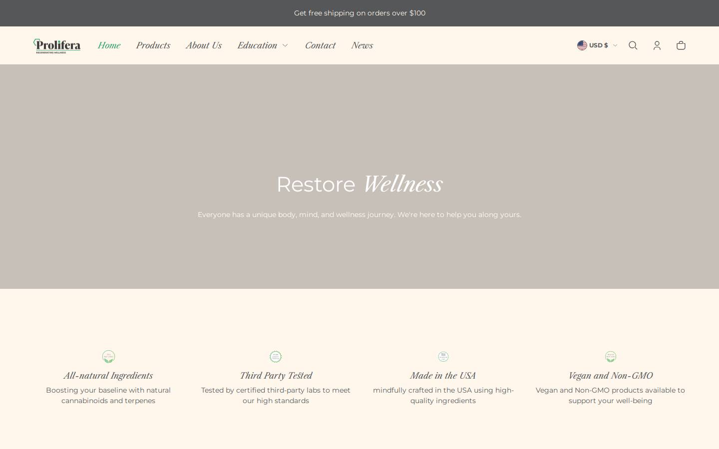 shopprolifera.com homepage screenshot