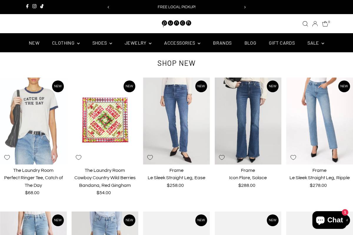 shoppunchclothing.com homepage screenshot