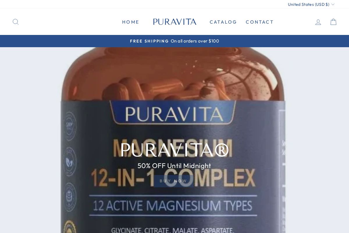PuraVita homepage screenshot