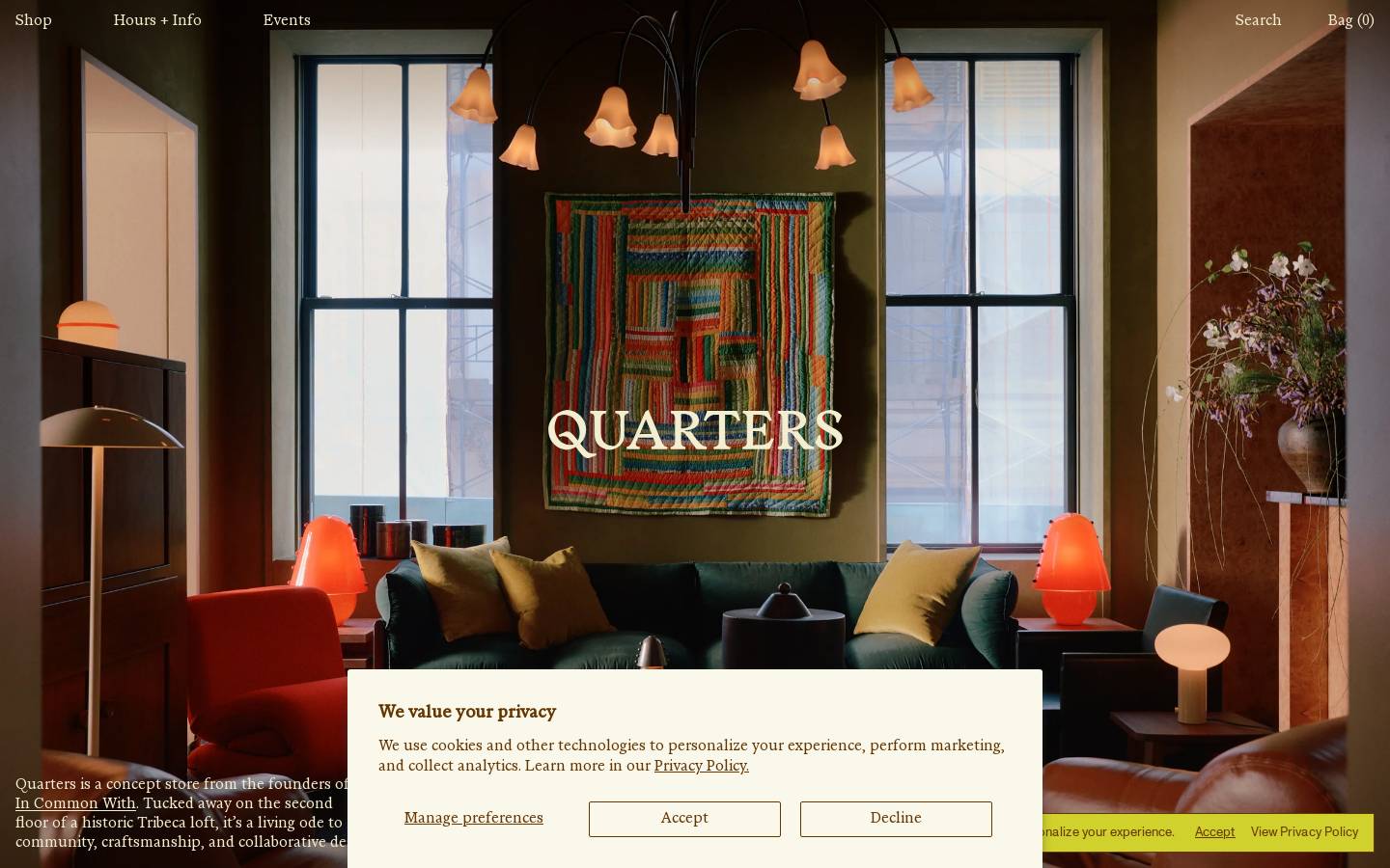 shopquarters.com homepage screenshot