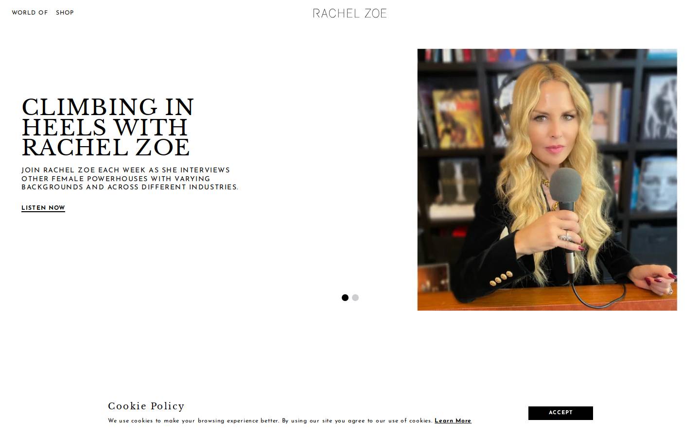 Shop Rachel Zoe homepage screenshot