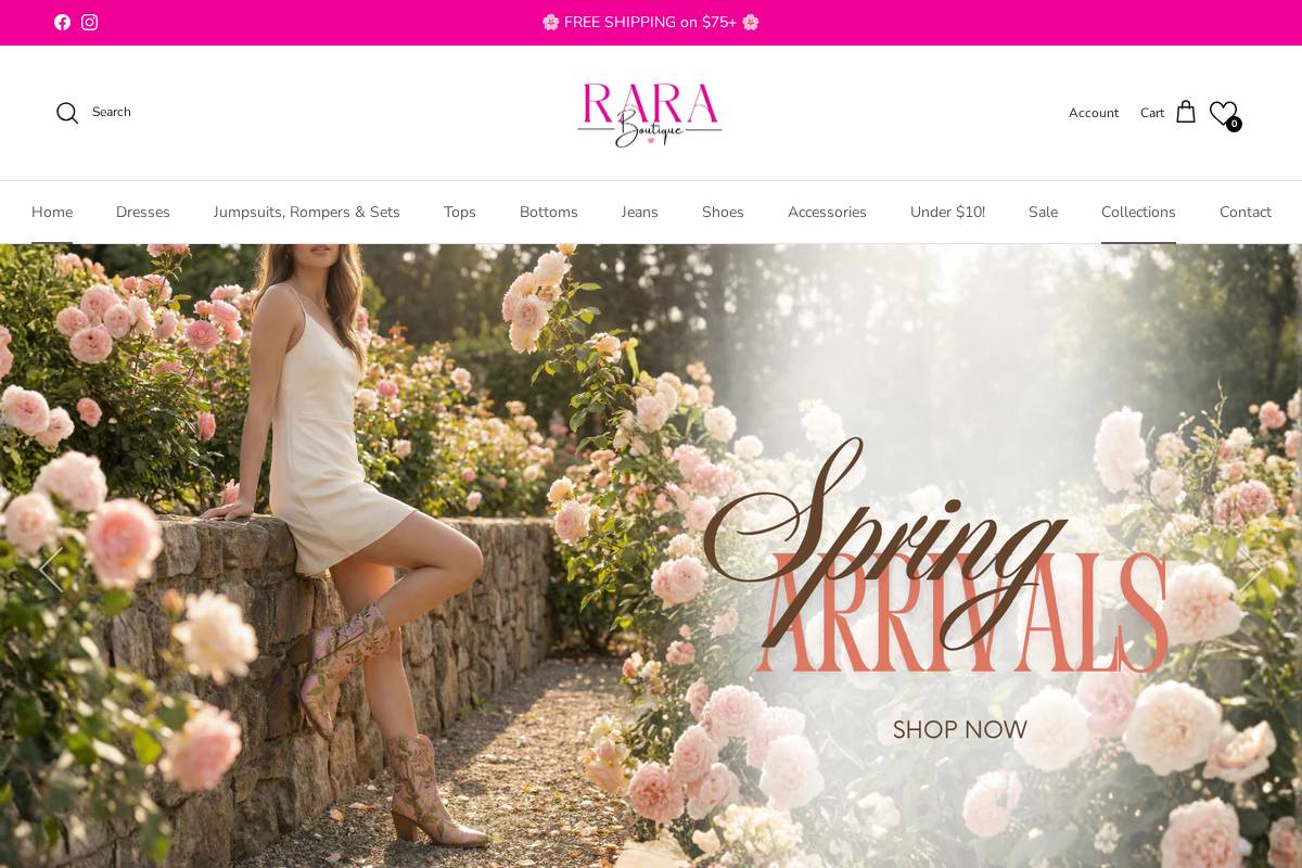 shopraraboutique.com homepage screenshot