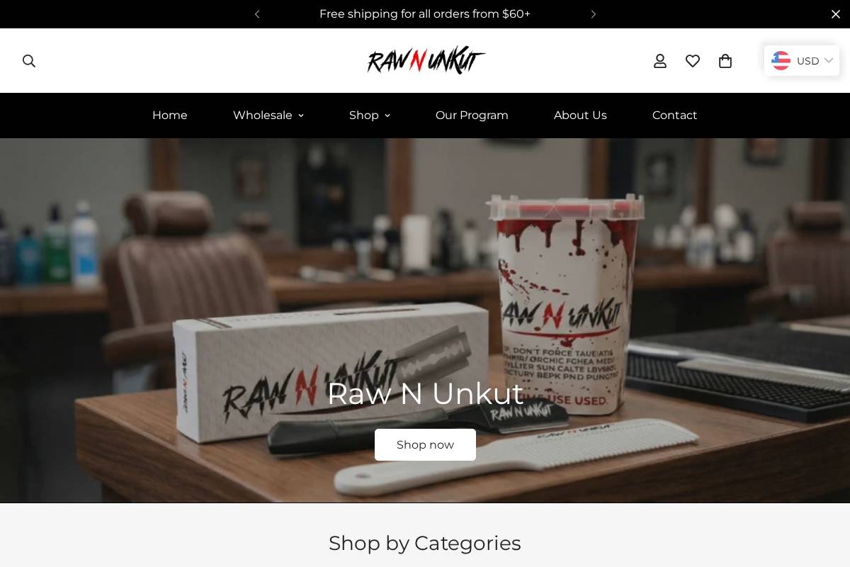 shoprawnunkut.com homepage screenshot