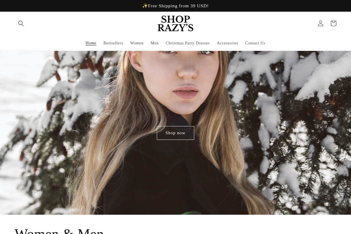 Shoprazys homepage screenshot