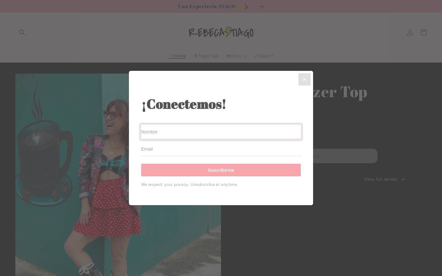 shoprebecatiago.com homepage screenshot