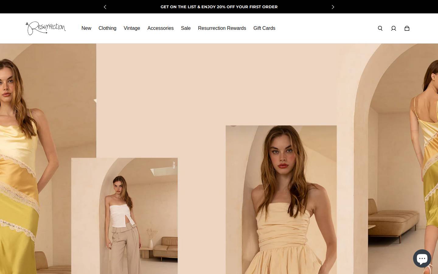 shopresurrection.com homepage screenshot