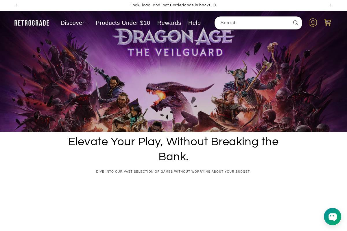 Retrograde homepage screenshot