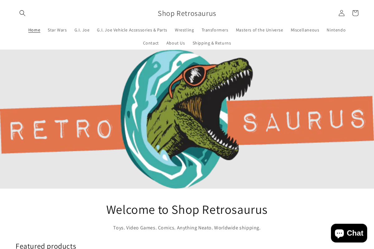 shopretrosaurus.com homepage screenshot